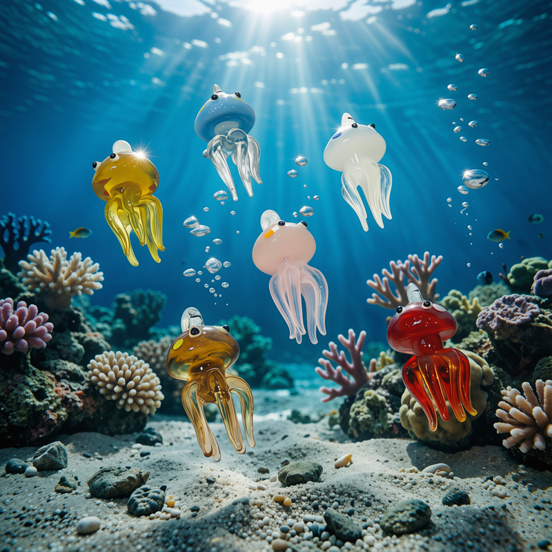 Colorful Mini Jellyfish Glass  - Aquarium Marine recension och pris